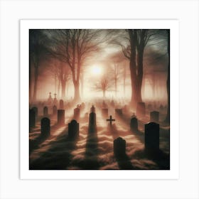 Graveyard At Night 18 Art Print