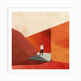 Man Walking Up Stairs Art Print