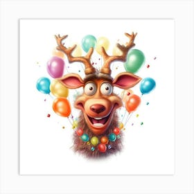 Deer With Balloons 8 Art Print