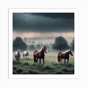 Horses In The Field 15 Art Print