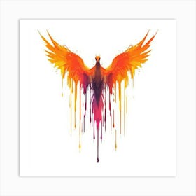 Color Drip Animal Design A Soaring Phoenix With 2 Art Print