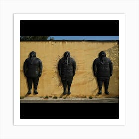 Three Black Men On A Wall Art Print