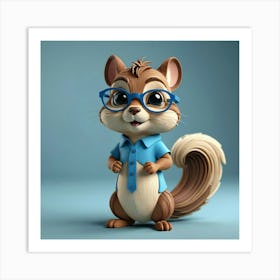 Cartoon Squirrel With Glasses 3 Art Print