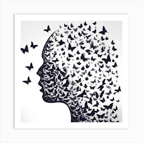 Butterfly Wings On A Woman'S Head Art Print