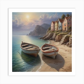 Two Boats On The Beach Art Print