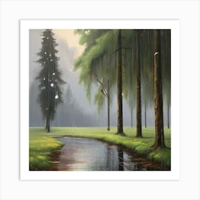 Rainy Day In The Forest Art Print