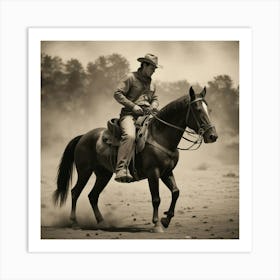 Cowboy On Horseback 2 Art Print