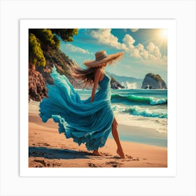 Woman On The Beach 1 Art Print