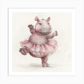 Ballerina Hippo Art Print