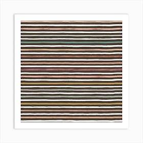 Marker Stripes Colorful Dark Brown Square Art Print