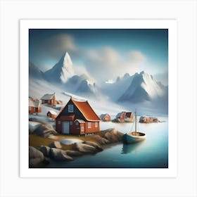 GREENLAND FISHING VILLAGE Art Print