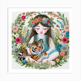 Little Girl With Tiger 1 Art Print