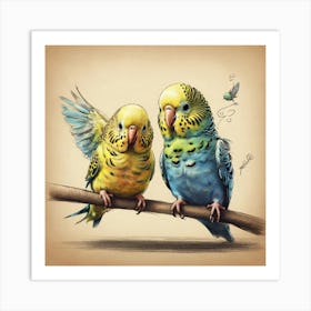 Two Parakeets 1 Art Print