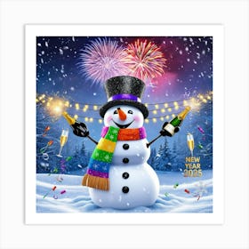 Leonardo Phoenix 09 A Jovial Snowman Adorned With A Glittering 2 Art Print