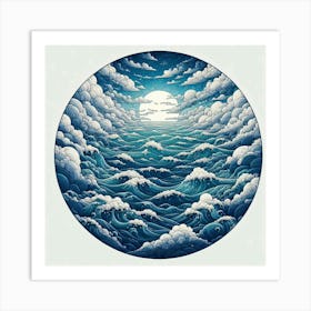 Moonlight Over The Ocean 1 Art Print