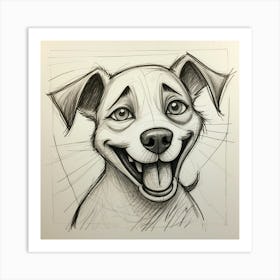 Happy Dog Drawing Art Print