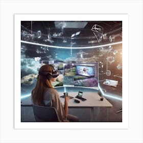 Woman In Virtual Reality Art Print