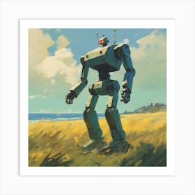 Robot In The Grass Art Print