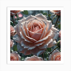 Pink Roses In The Rain Art Print