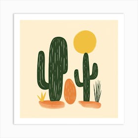 Rizwanakhan Simple Abstract Cactus Non Uniform Shapes Petrol 54 Art Print