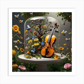 Violin In A Glass Dome Art Print