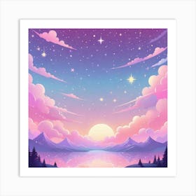 Sky With Twinkling Stars In Pastel Colors Square Composition 247 Art Print