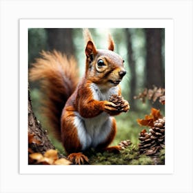 Squirrel In The Forest 87 Art Print