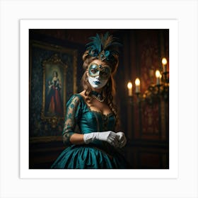 Renaissance Woman In Mask Art Print