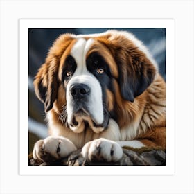 St Bernard Dog 92 Art Print