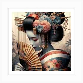 Japan Traditional Geisha Illustration By Ad 92 Art Print