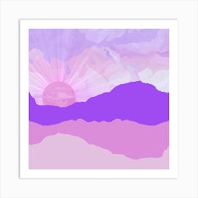 Sunset Over Mountains Art Print