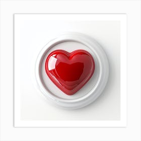 Red Heart On White Background Art Print