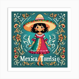 Mexican Girl In Sombrero 3 Art Print