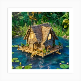 Floating House In The Pond Art Print