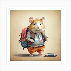 Hamster With Backpack 3 Art Print