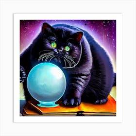Black Cat With A Crystal Ball 1 Art Print
