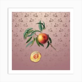 Vintage Peach Botanical on Dusty Pink Pattern n.2409 Art Print