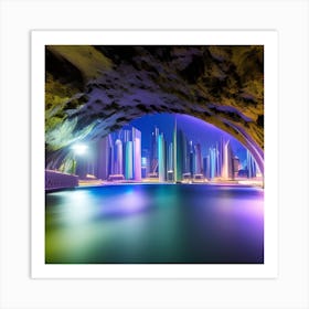 Dubai City At Night Art Print