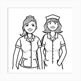 Two Nurses In Uniform Art Print