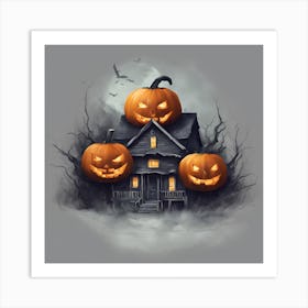 Halloween Haunted House 1 Art Print