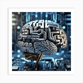 Artificial Brain On A Circuit Board 1 Art Print