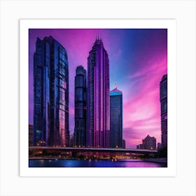 Dubai Skyline At Dusk 6 Art Print