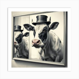 Cow In Top Hat 1 Art Print