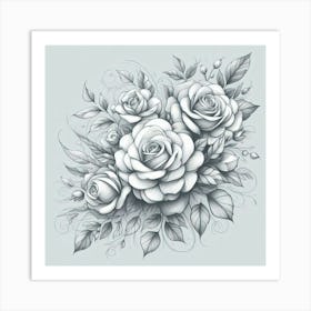 Pencil Sketch of a Bouquet Art Print