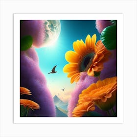  Background Of Paradise Flower  Art Print