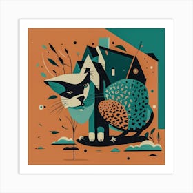 Cat In The House "abstract" Art Print