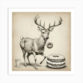 Deer With Donut 1 Art Print