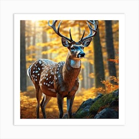 Deer In The Forest 139 Art Print