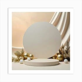 White Circle On A White Background Art Print