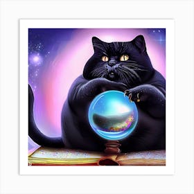 Black Cat With Crystal Ball 3 Art Print